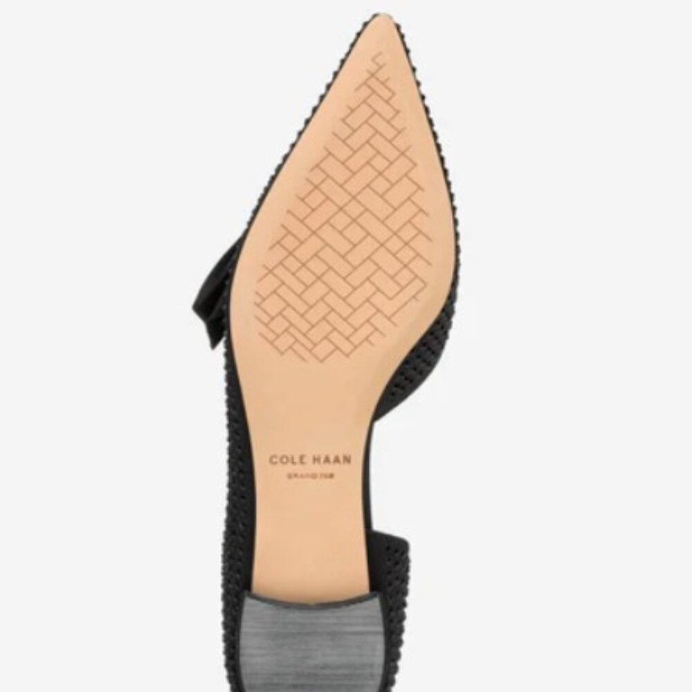 Cole Haan Noella Bow Skimmer Flats Black Crystal Pointed Toe Women US SZ 8 - Picture 6 of 6